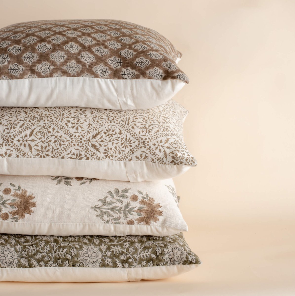 Apartment No.3 Soler Block Print Throw Pillow Combination | Set of 4 Pillow Covers