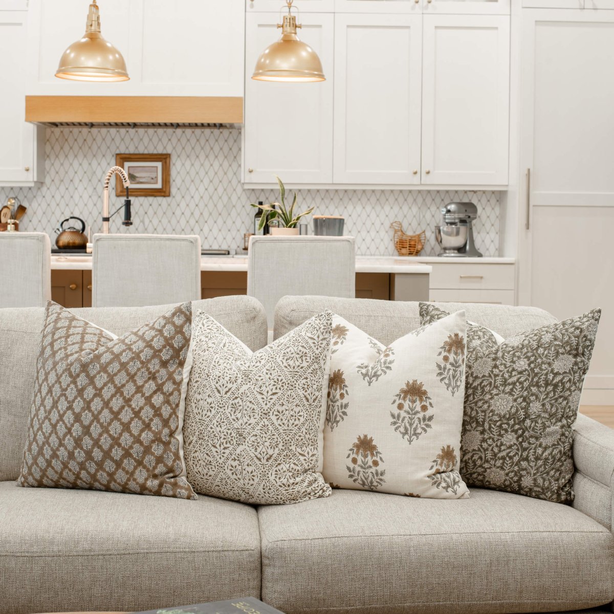 Apartment No.3 Soler Block Print Throw Pillow Combination | Set of 4 Pillow Covers