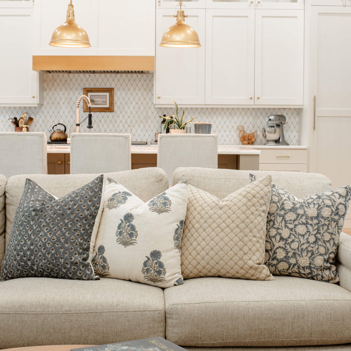 Apartment No.3 Somerset Block Print Throw Pillow Combination | Set of 4 Pillow Covers