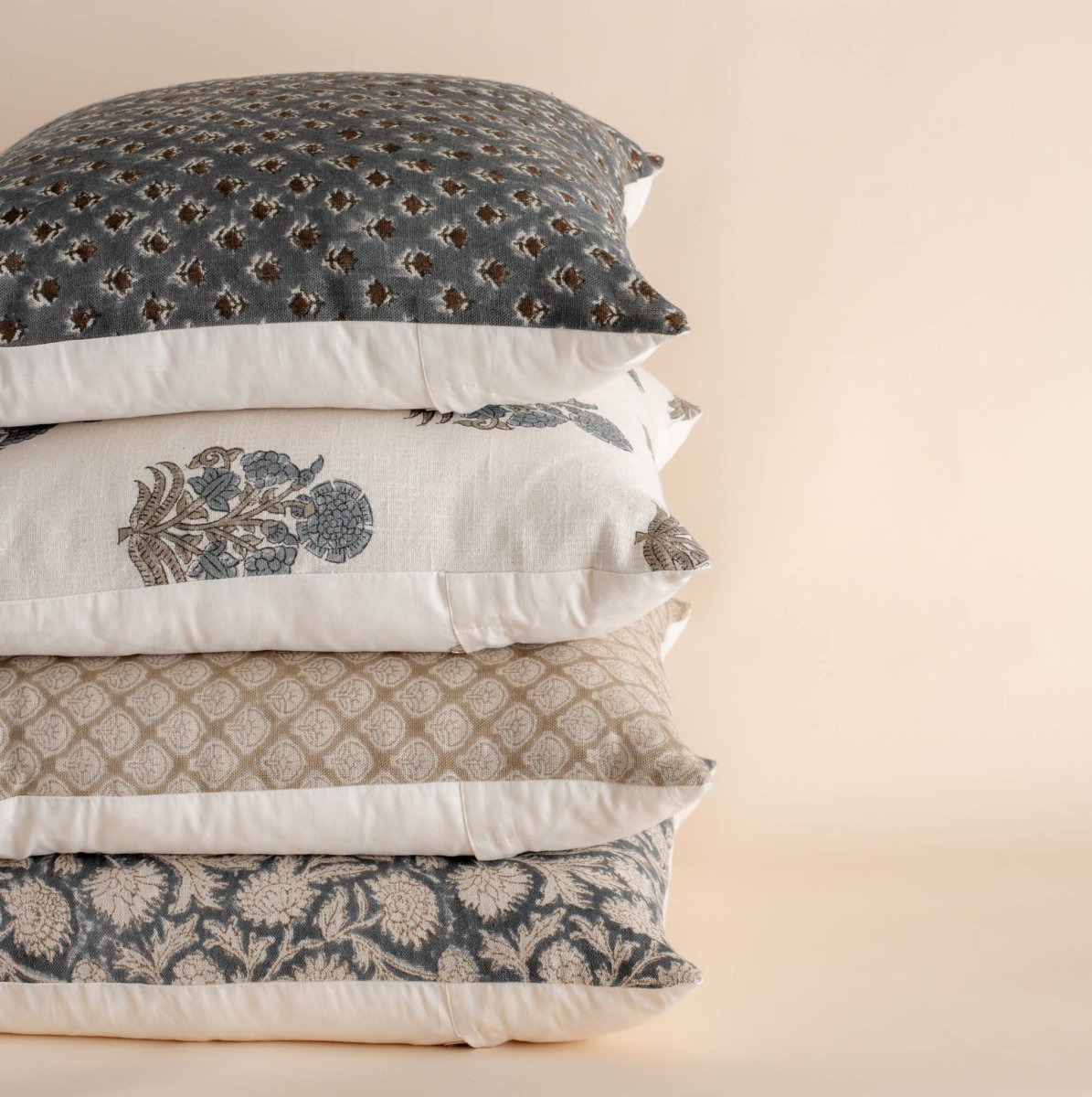 Apartment No.3 Somerset Block Print Throw Pillow Combination | Set of 4 Pillow Covers