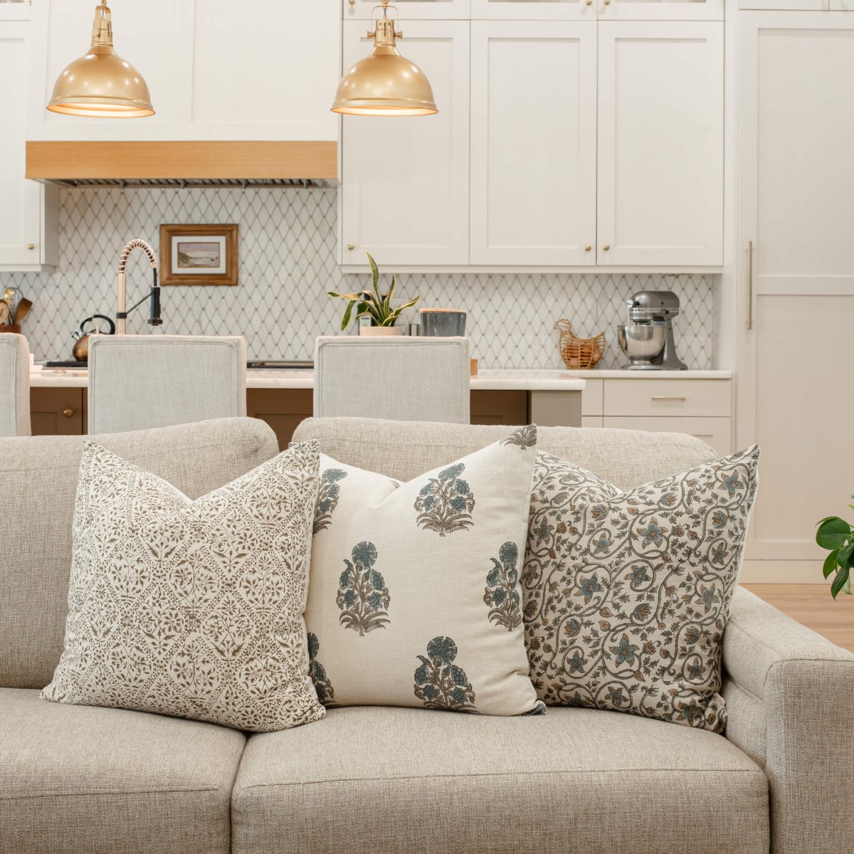 Apartment No.3 Willow Block Print Throw Pillow Combination | Set of 3 Pillow Covers