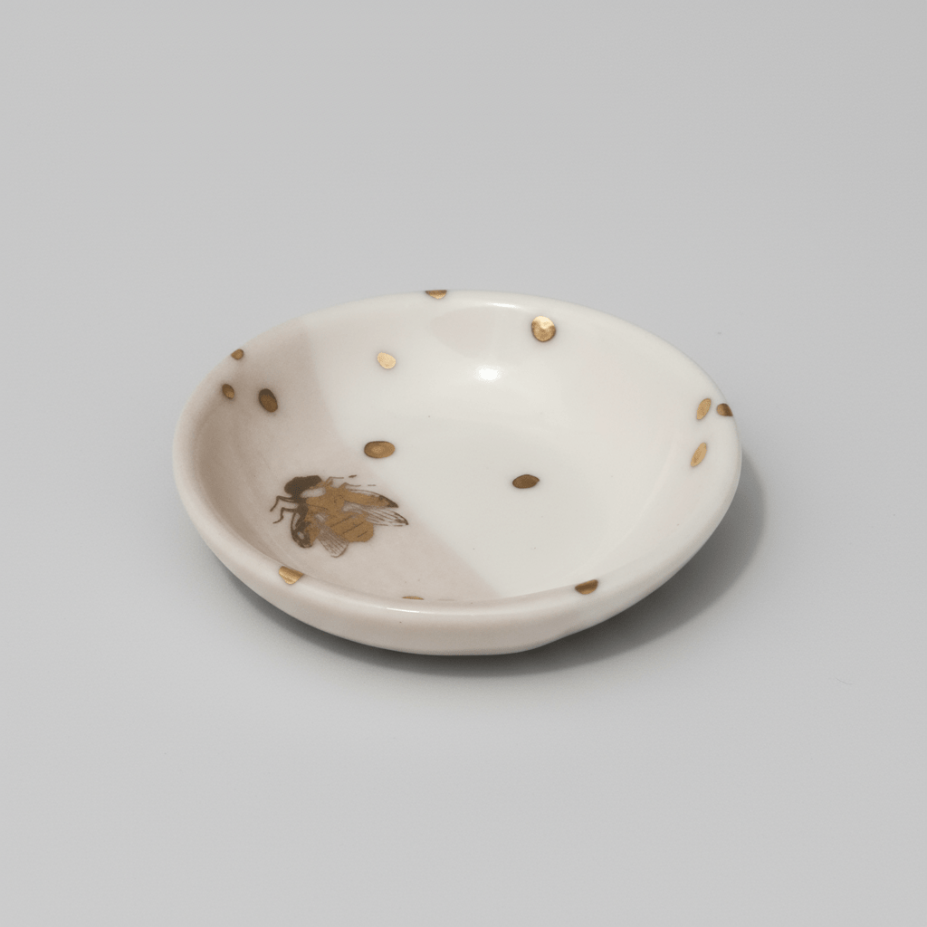 Apricity Ceramics Drops of Honey Porcelain & 22K Gold Trinket Dish