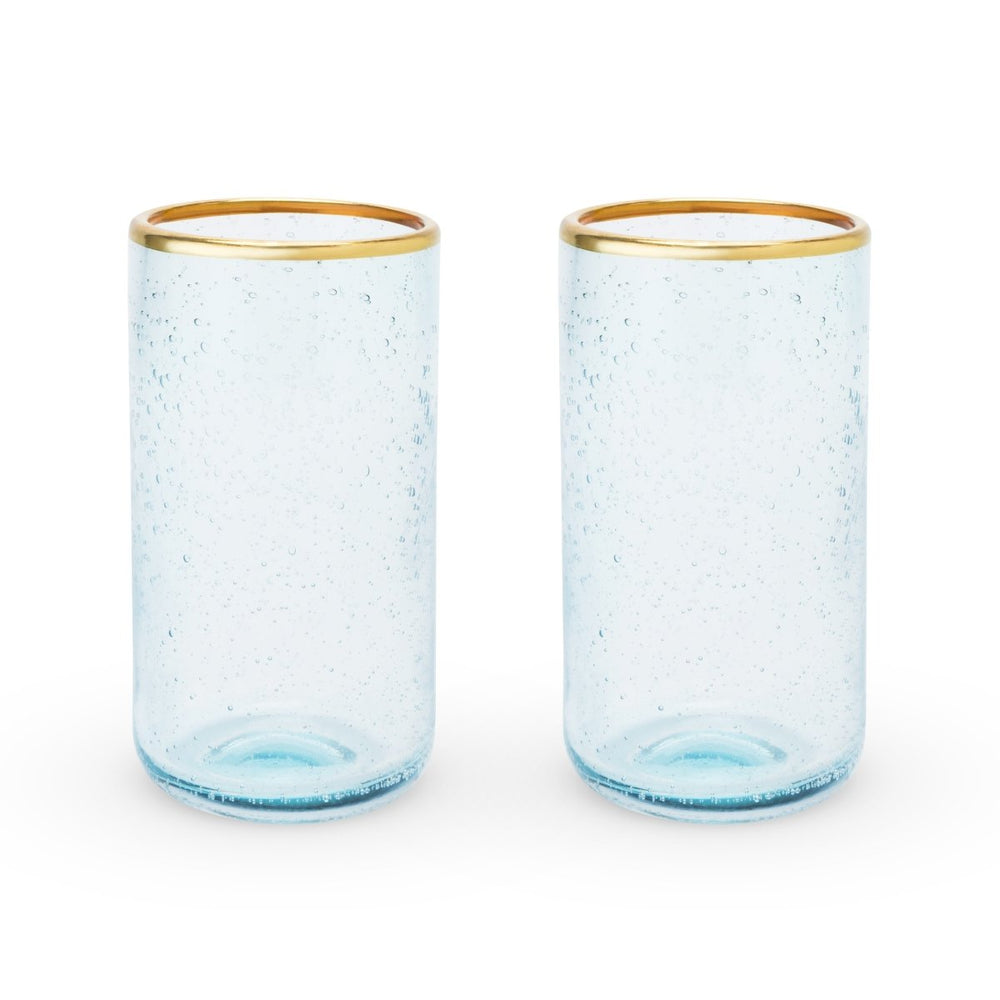 Twine Living Aqua Bubble Glass Tumbler, Set of 2 - lily & onyx