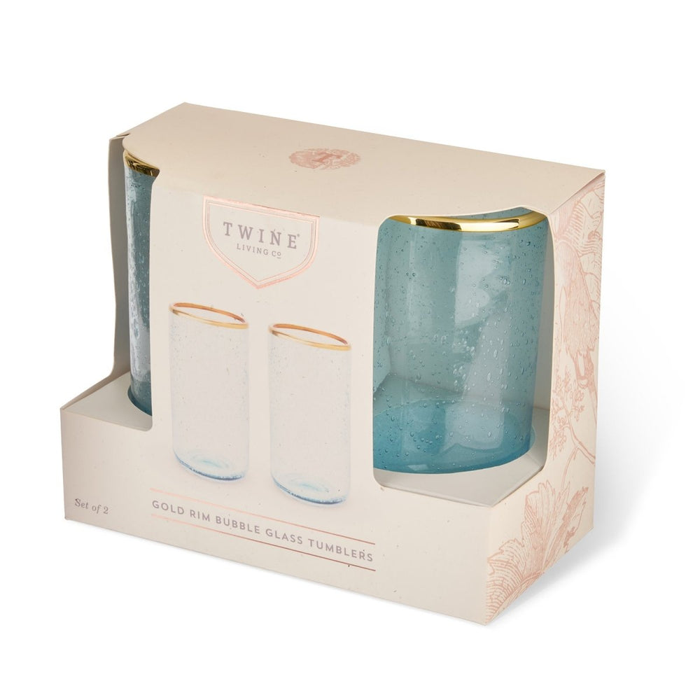 
                      
                        Twine Living Aqua Bubble Glass Tumbler, Set of 2 - lily & onyx
                      
                    