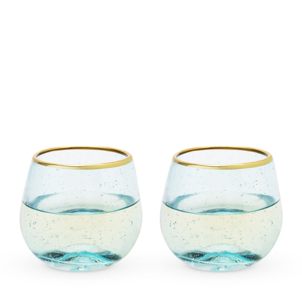 
                      
                        Twine Living Aqua Bubble Stemless Wine Glass Set - lily & onyx
                      
                    
