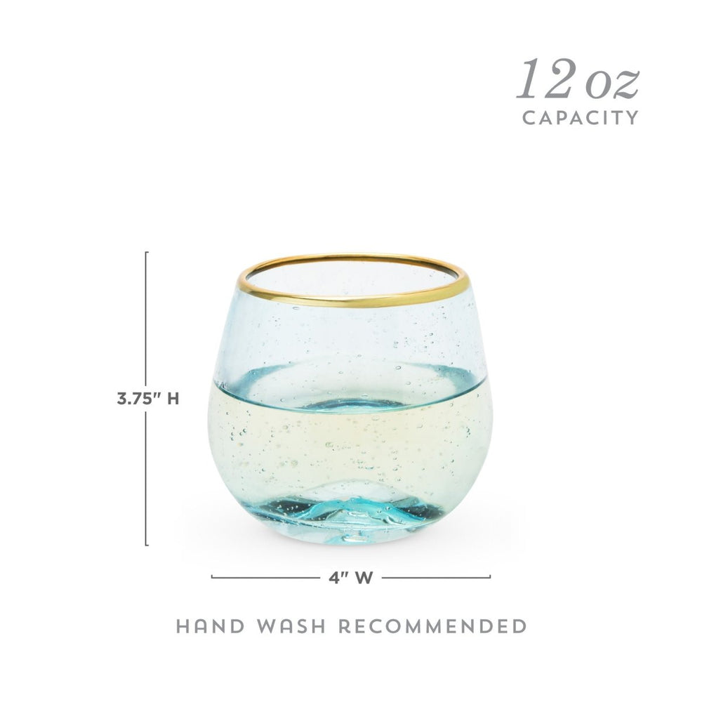 
                      
                        Twine Living Aqua Bubble Stemless Wine Glass Set - lily & onyx
                      
                    