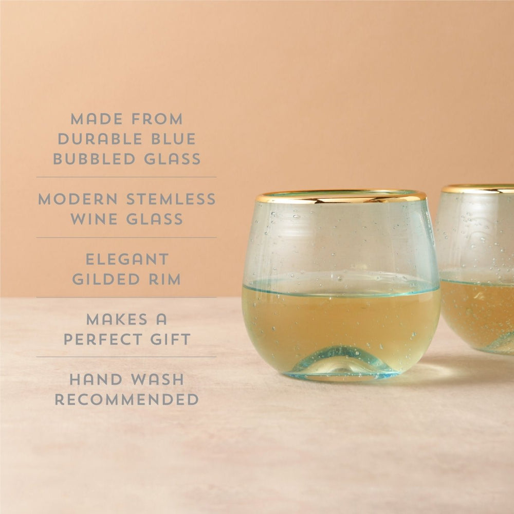 
                      
                        Twine Living Aqua Bubble Stemless Wine Glass Set - lily & onyx
                      
                    