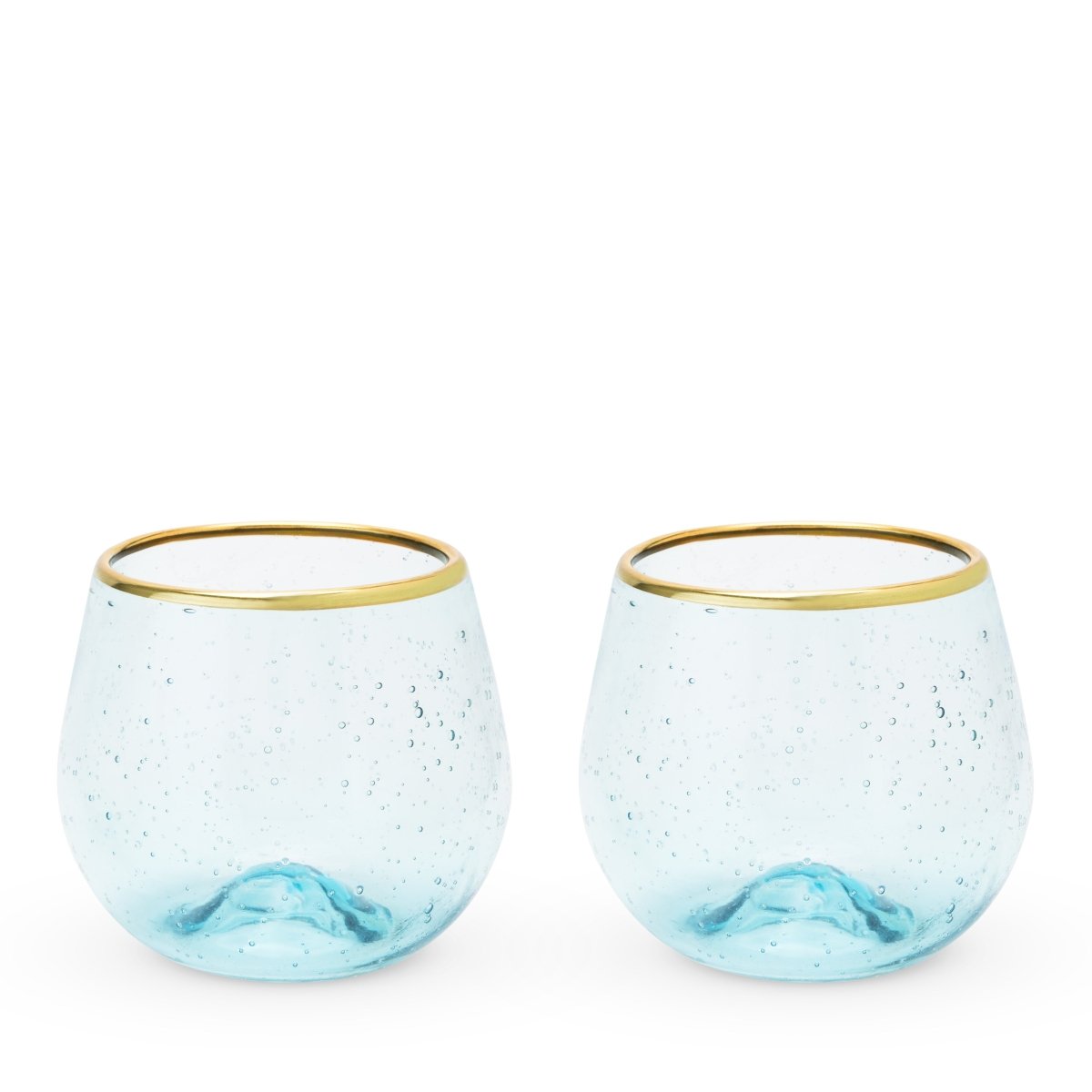 Twine Living Aqua Bubble Stemless Wine Glass Set - lily & onyx