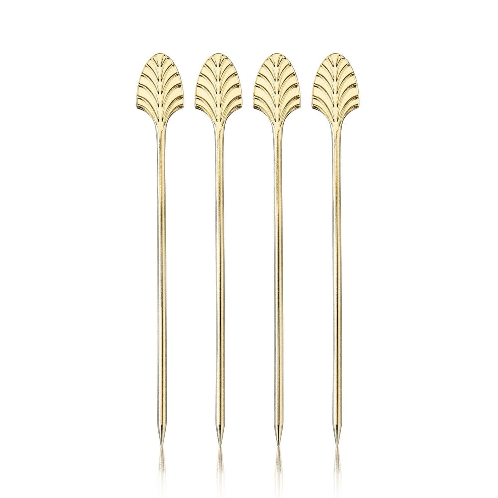 Viski Art Deco Cocktail Picks in Gold, Set of 4 - lily & onyx