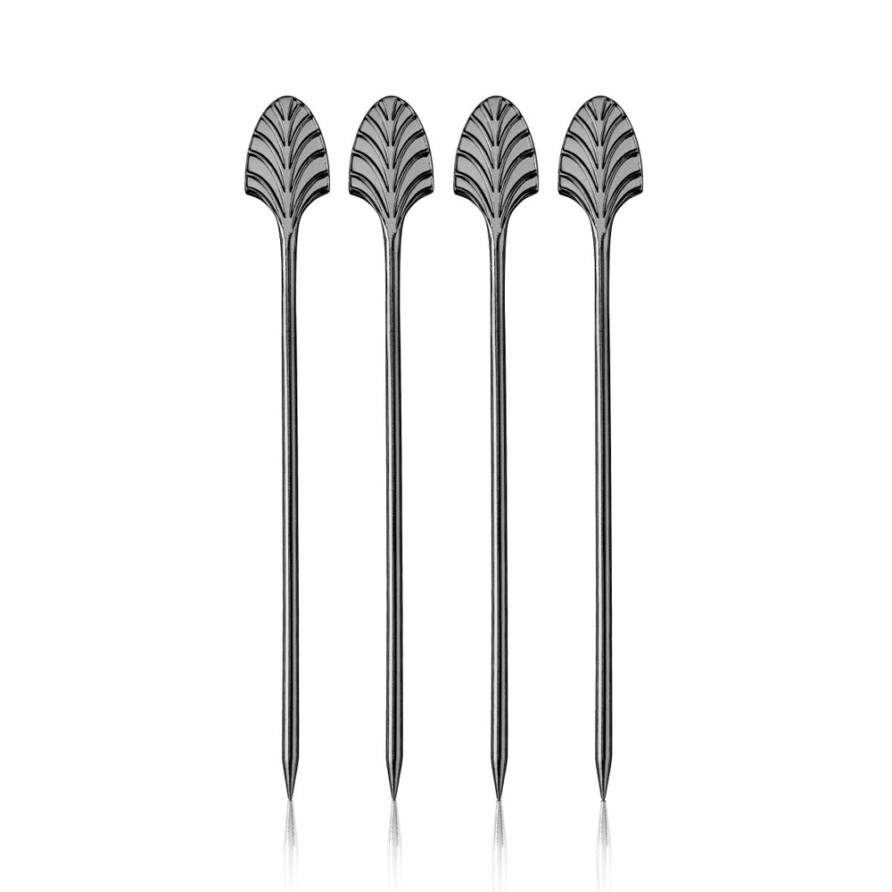Viski Art Deco Cocktail Picks in Gunmetal, Set of 4 - lily & onyx