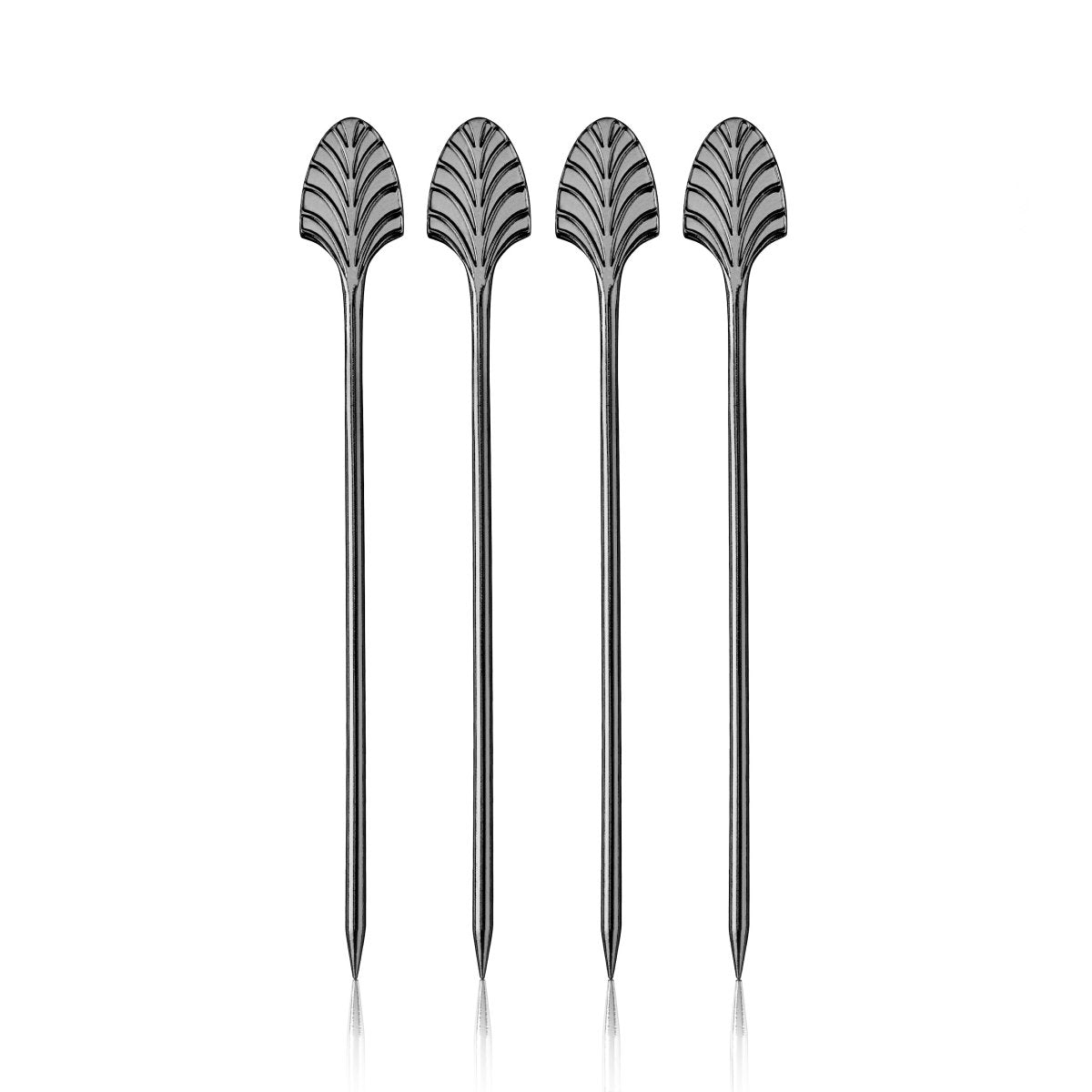 Viski Art Deco Cocktail Picks in Gunmetal, Set of 4 - lily & onyx