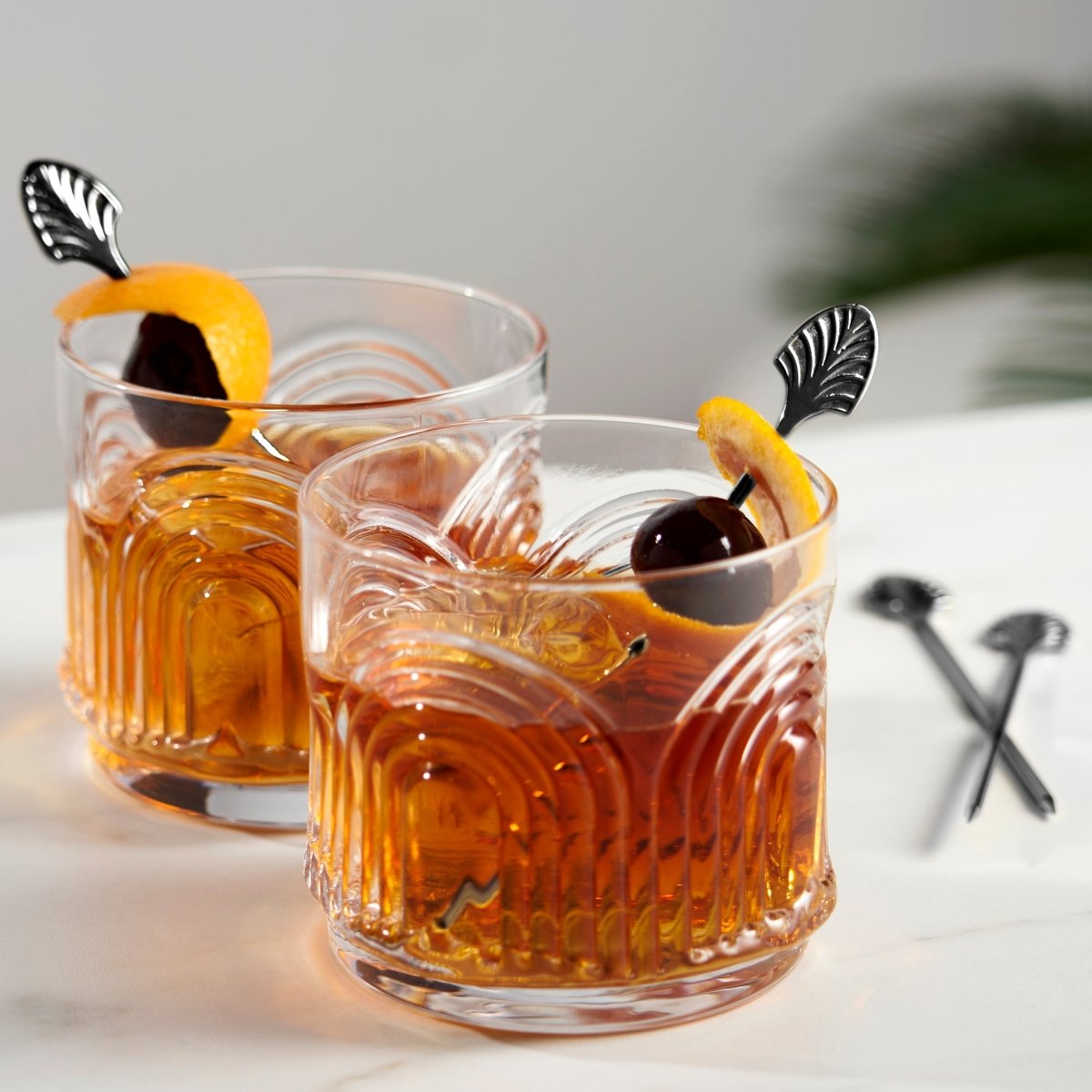 Viski Art Deco Cocktail Picks in Gunmetal, Set of 4 - lily & onyx