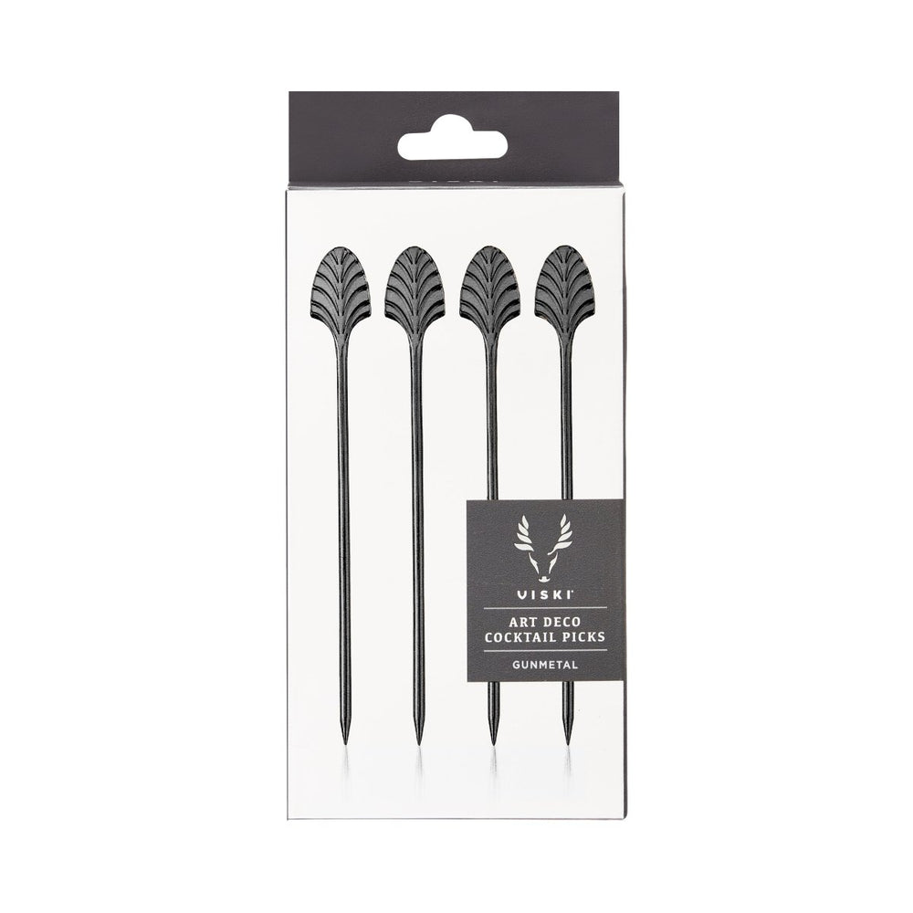 
                      
                        Viski Art Deco Cocktail Picks in Gunmetal, Set of 4 - lily & onyx
                      
                    