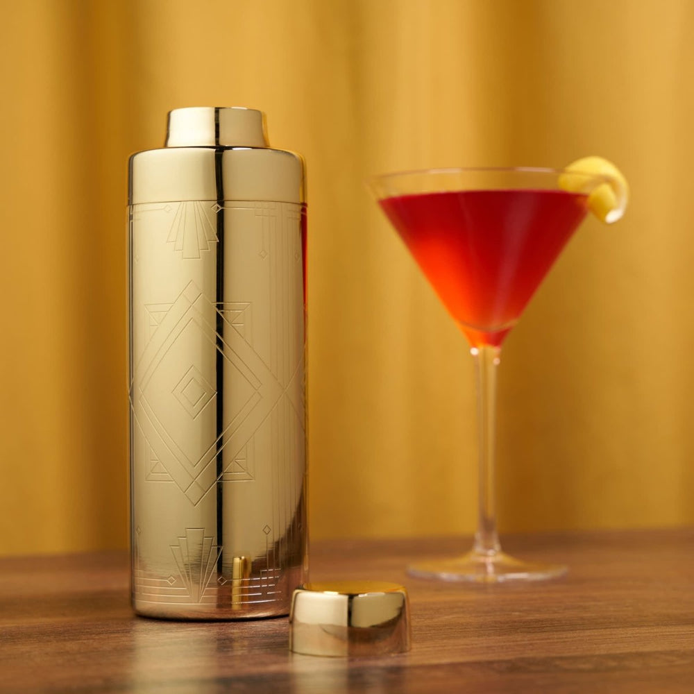Viski Art Deco Cocktail Shaker, Gold - lily & onyx