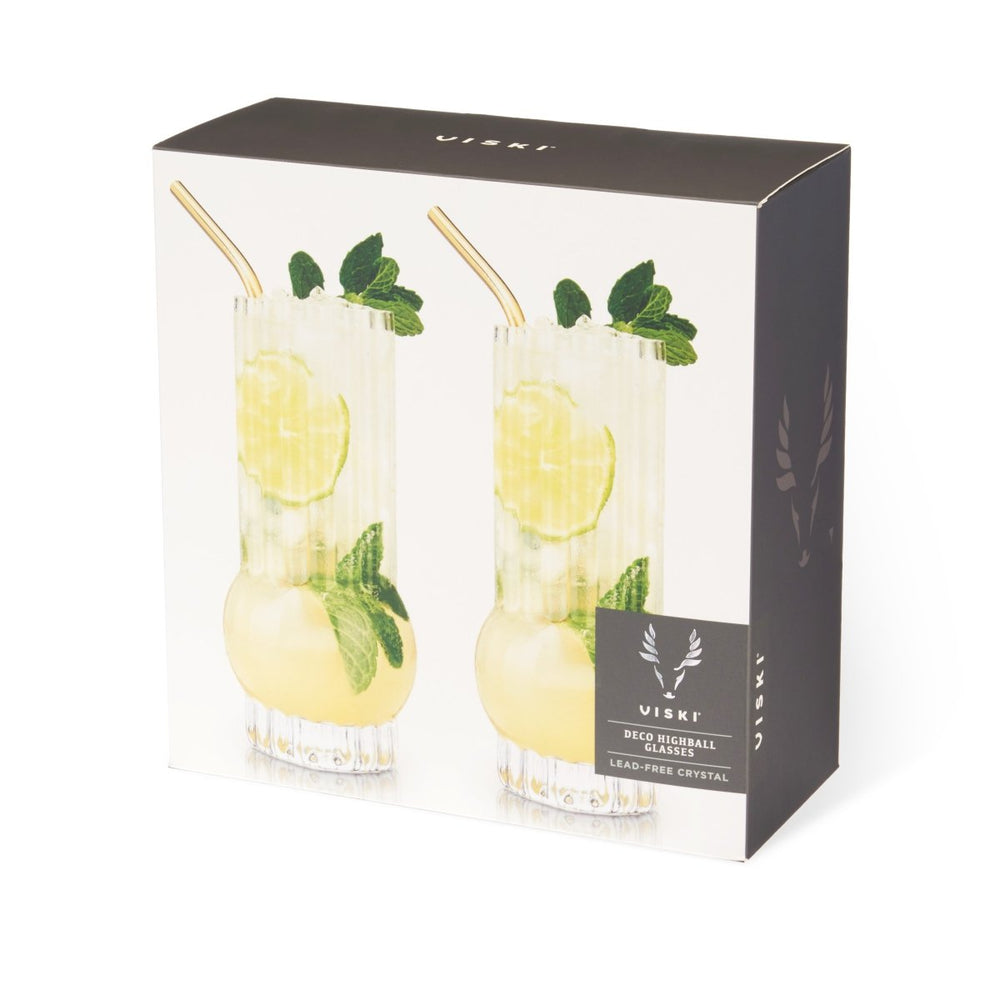 
                      
                        Viski Art Deco Crystal Highball Glasses, Set of 2 - lily & onyx
                      
                    