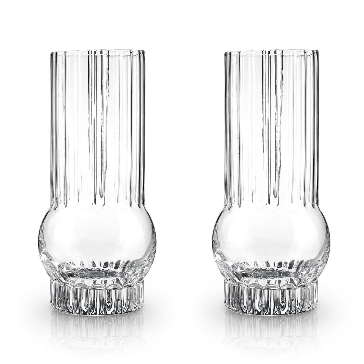 Viski Art Deco Crystal Highball Glasses, Set of 2 - lily & onyx