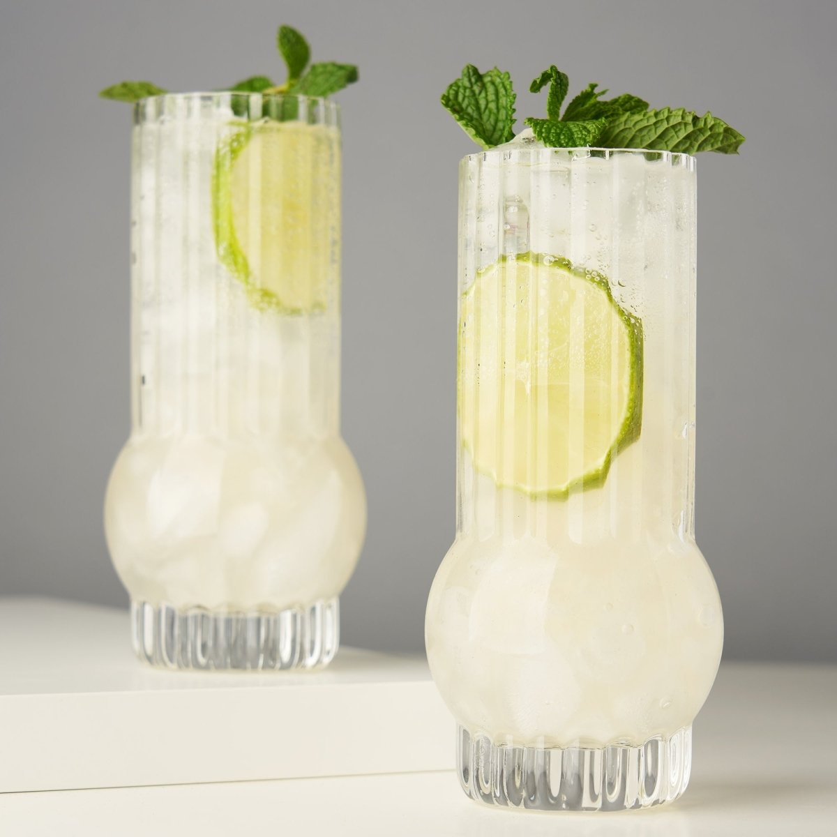 Viski Art Deco Crystal Highball Glasses, Set of 2 - lily & onyx