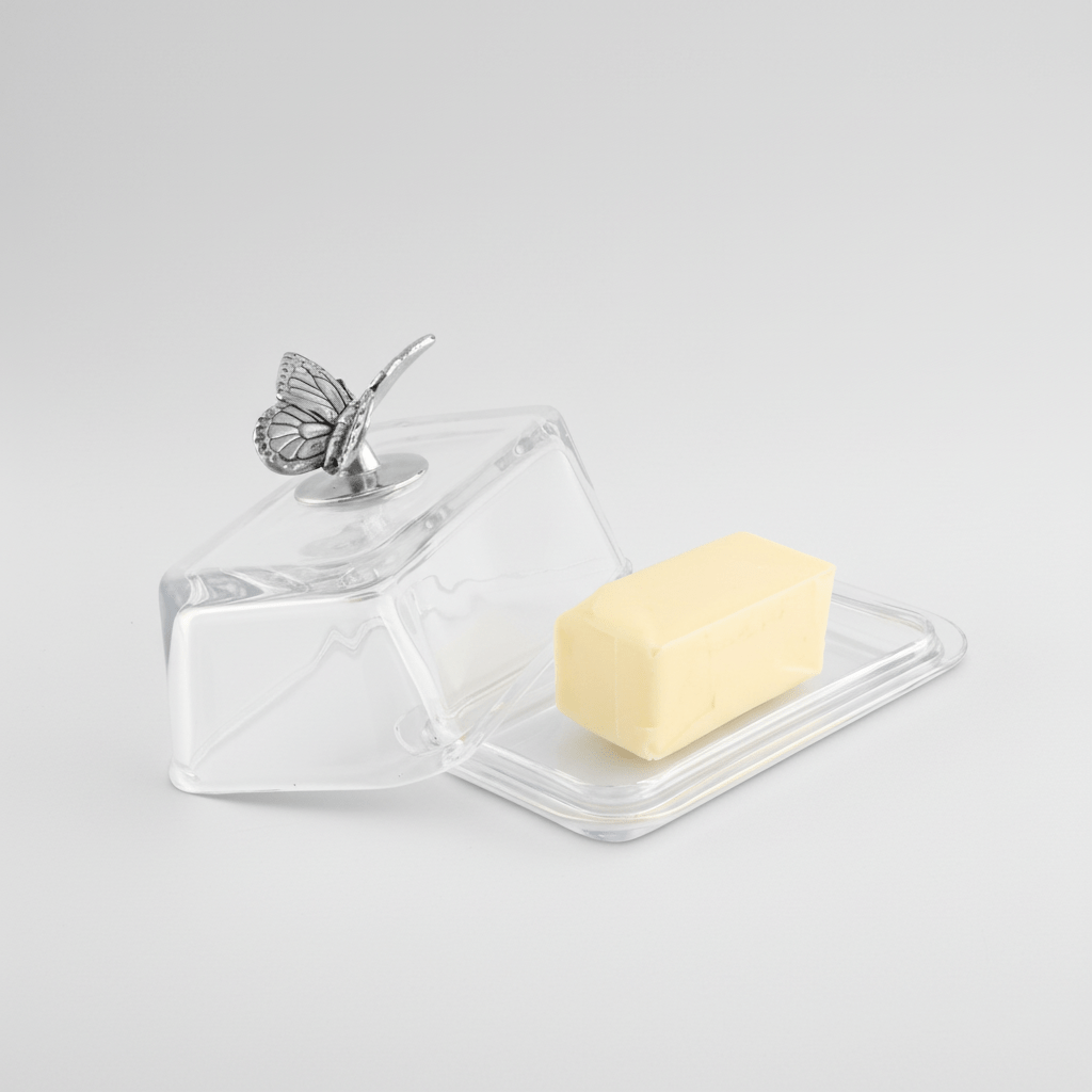 Arthur Court Designs Glass Butter Dish - Butterfly