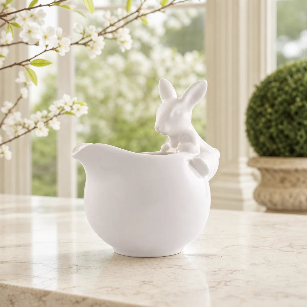Arthur Court Designs Porcelain Climbing Bunny Creamer Bowl | Spring & Easter Table Decor