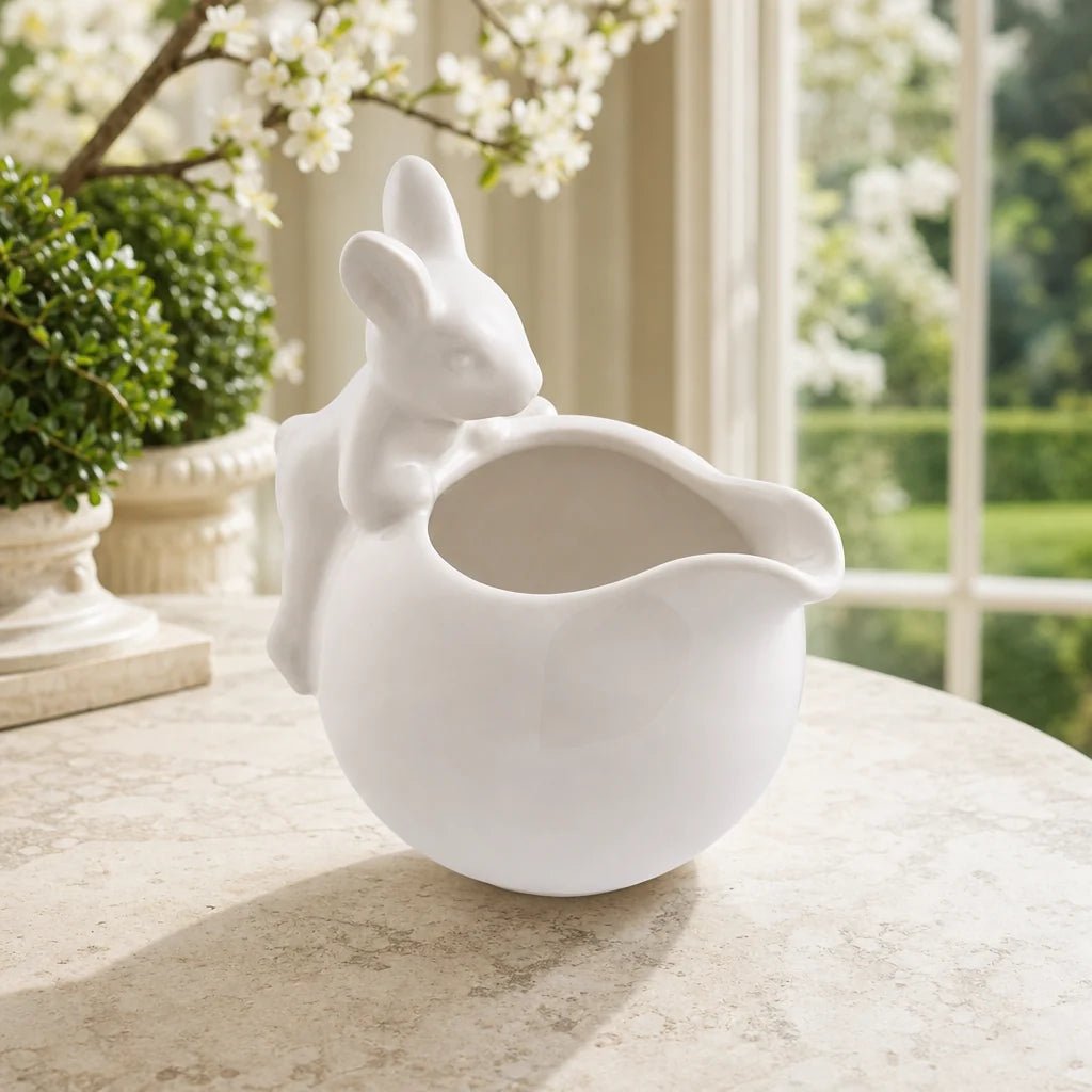 Arthur Court Designs Porcelain Climbing Bunny Creamer Bowl | Spring & Easter Table Decor