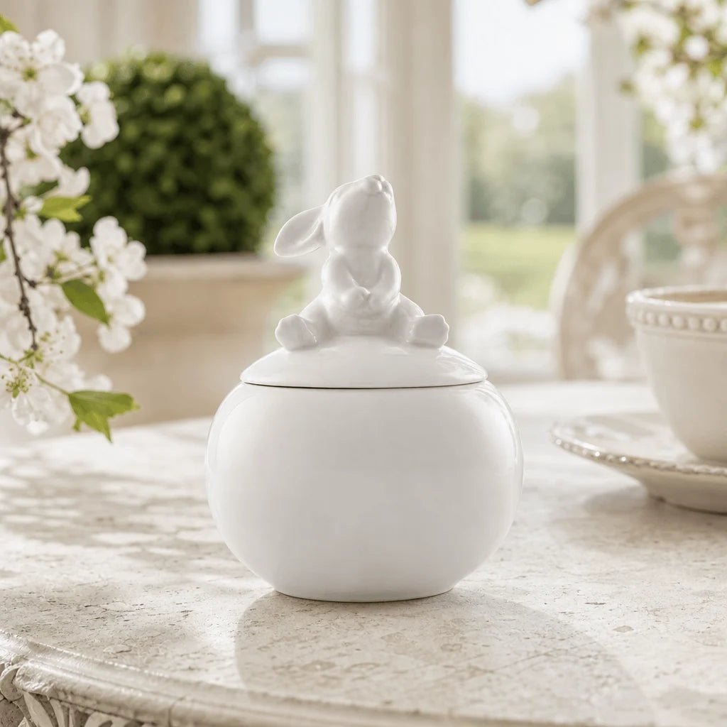 Arthur Court Designs Porcelain Sitting Bunny Sugar Bowl | Spring & Easter Table Decor
