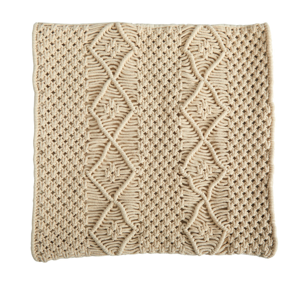Boho Woven Macrame Decorative Pillow Cover, 16"