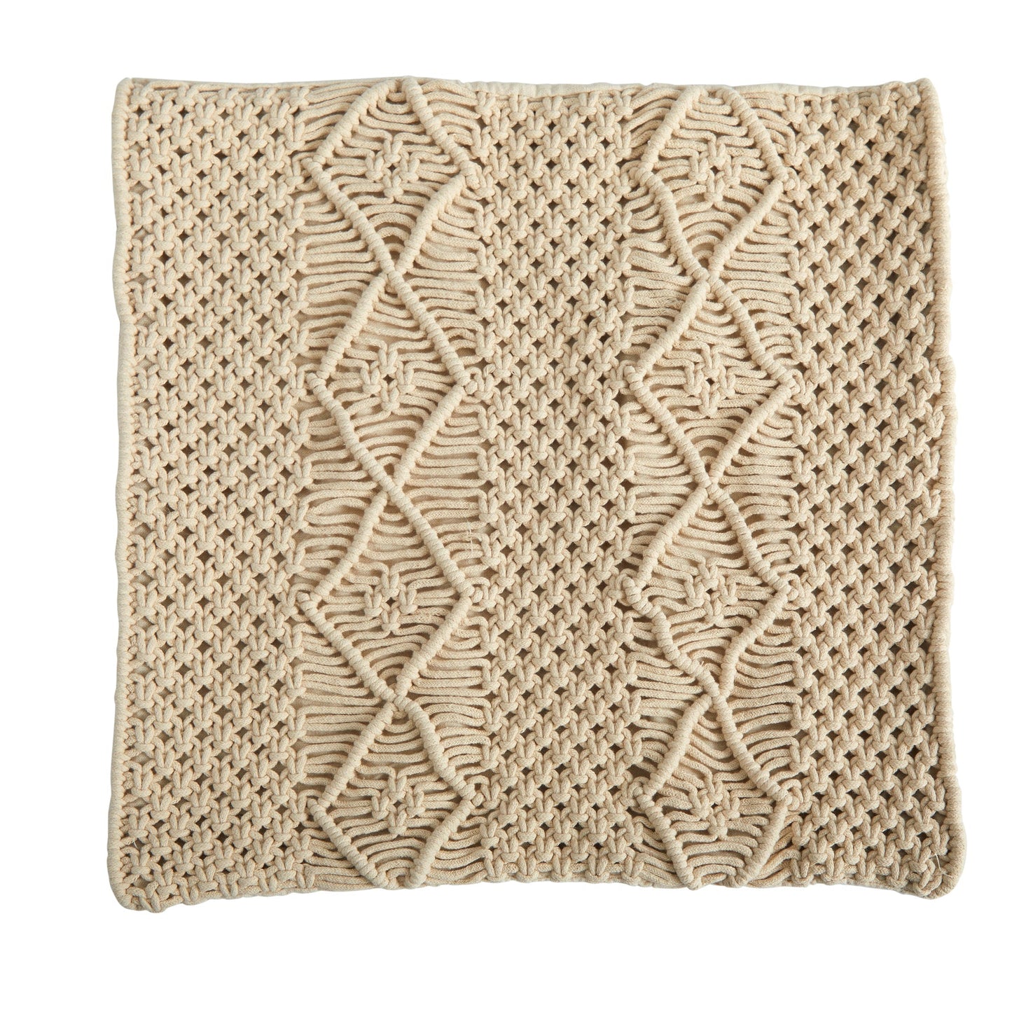 Boho Woven Macrame Decorative Pillow Cover, 16"