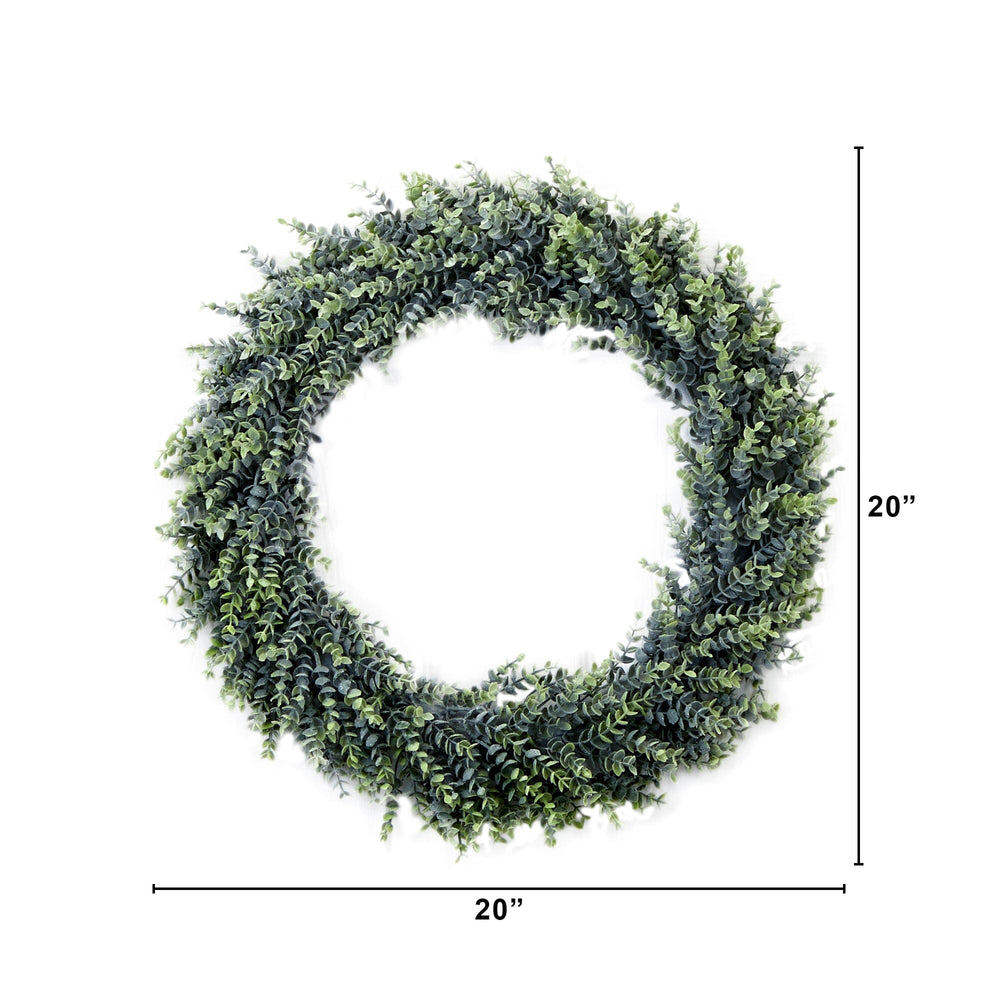 
                      
                        20” Artificial Eucalyptus Boxwood Wreath
                      
                    
