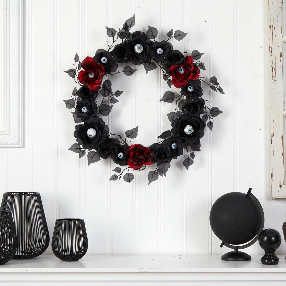 
                      
                        24” Eyeball Rose Halloween Artificial Wreath
                      
                    