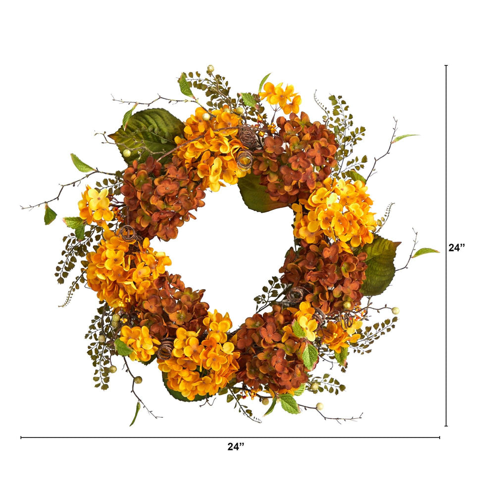 
                      
                        24” Fall Hydrangea Artificial Autumn Wreath
                      
                    