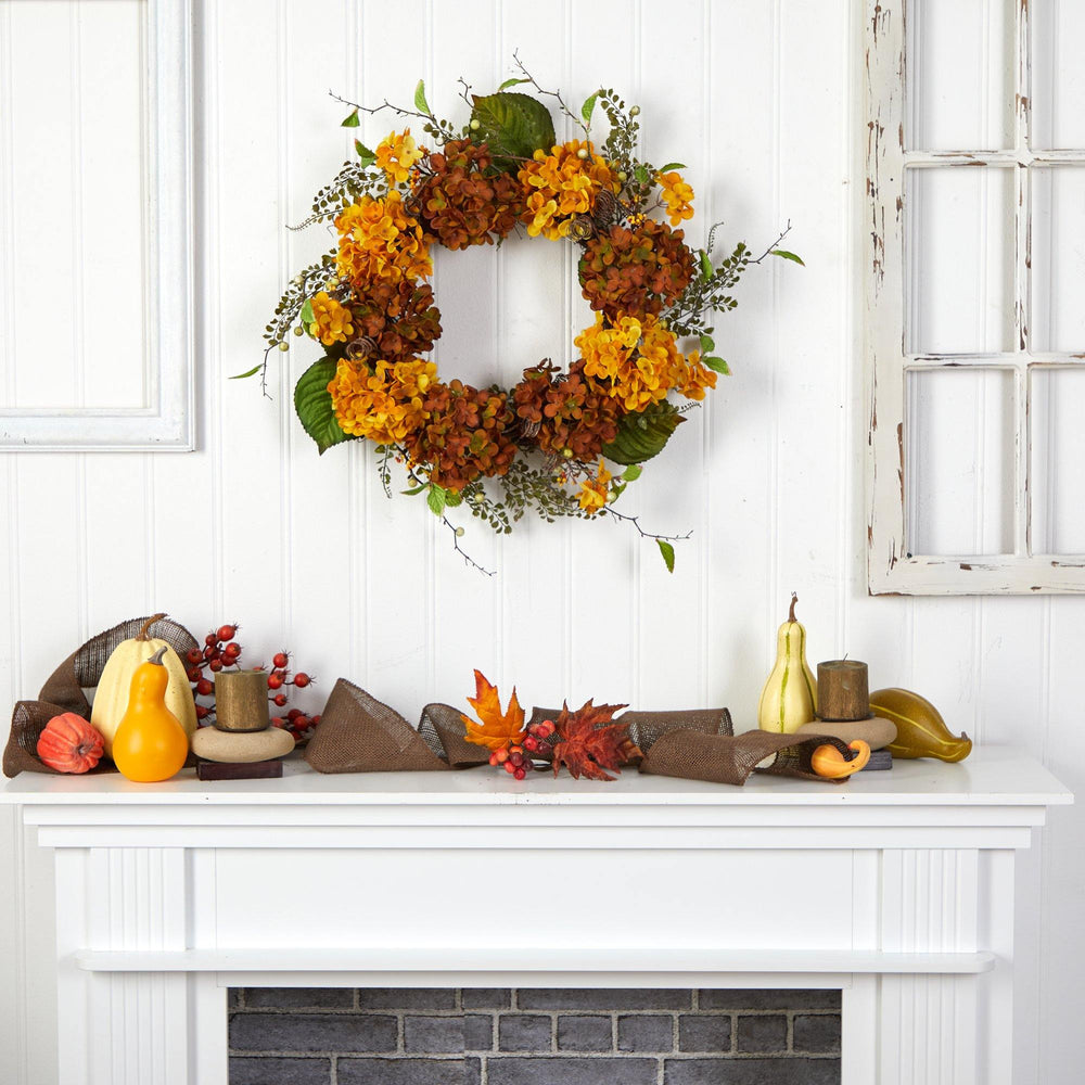 
                      
                        24” Fall Hydrangea Artificial Autumn Wreath
                      
                    
