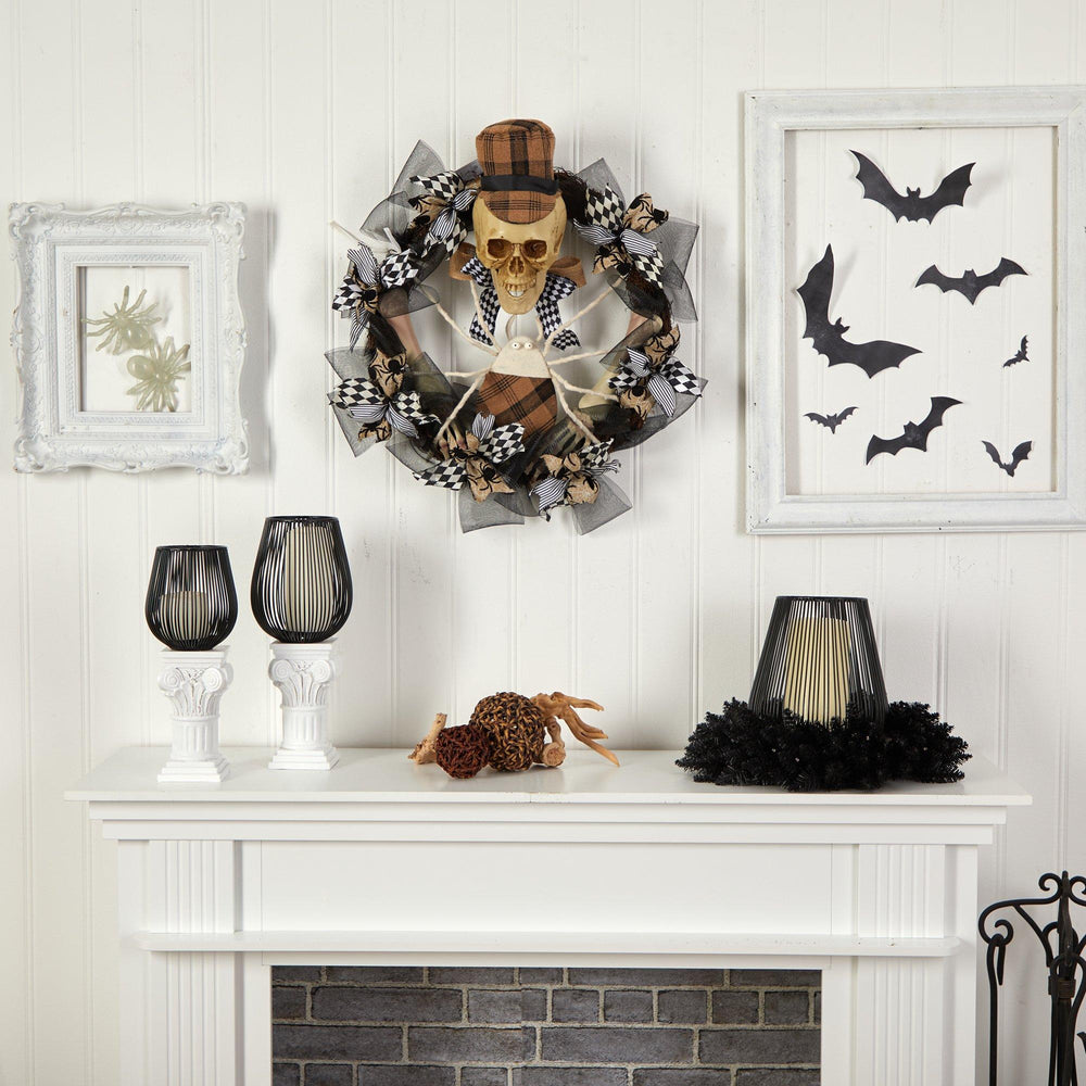 
                      
                        24” Halloween Skull in Plaid Mesh Wreath
                      
                    