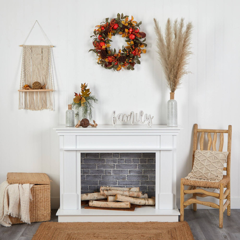 
                      
                        26” Autumn Persimmon and Pinecones Artificial Fall Wreath
                      
                    