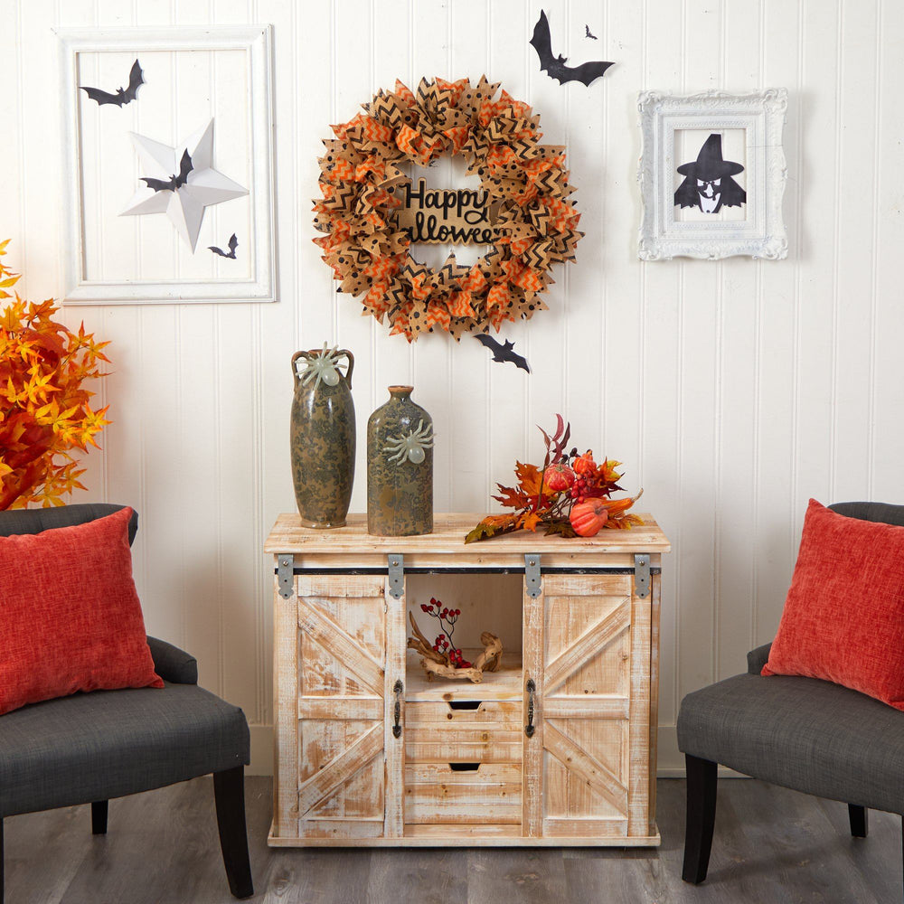 
                      
                        30” Halloween Burlap Ribbon Wreath
                      
                    