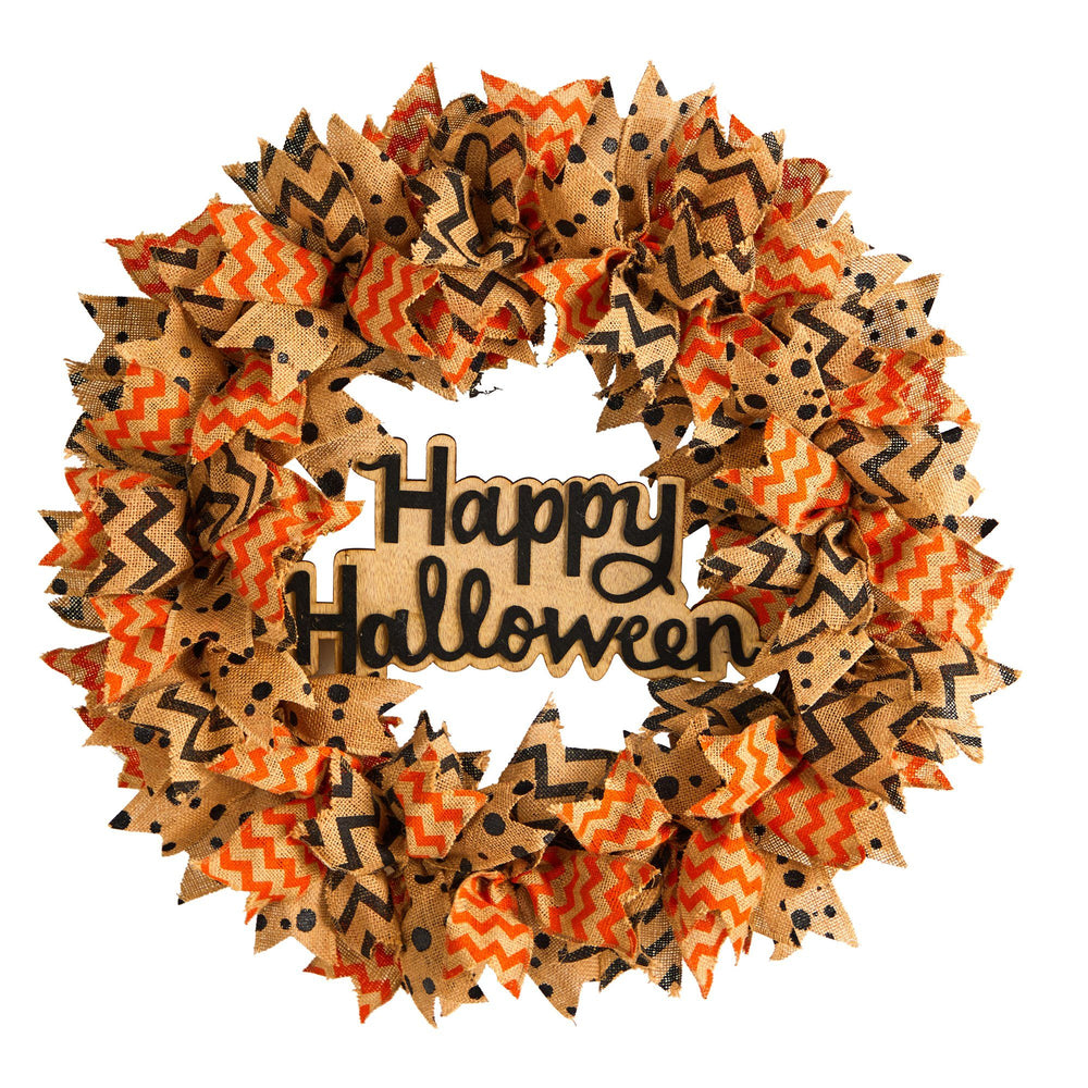 
                      
                        30” Halloween Burlap Ribbon Wreath
                      
                    