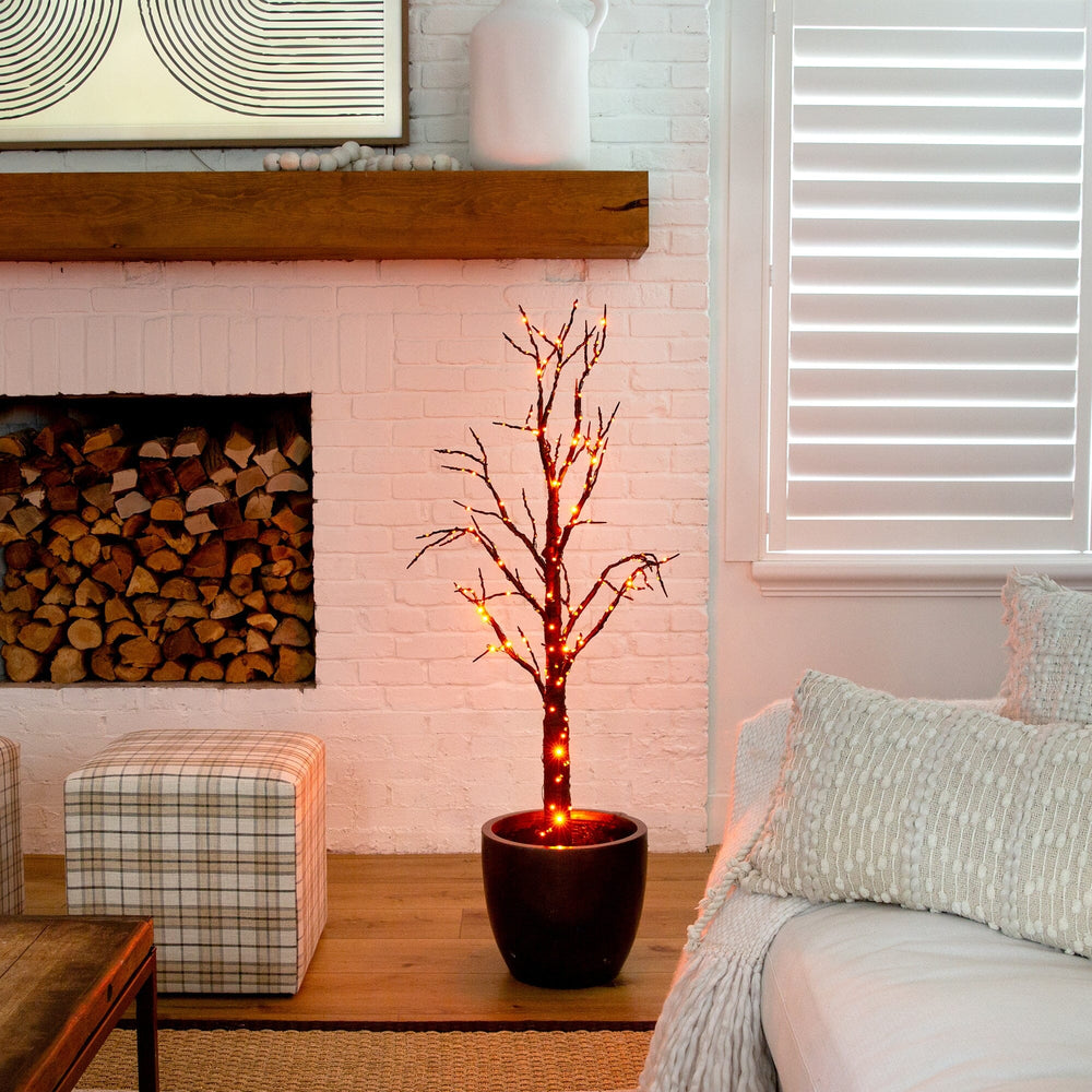 
                      
                        4’ Pre-Lit Halloween Black Twig Artificial Fall Tree with 240 Orange & Purple LED Lights
                      
                    