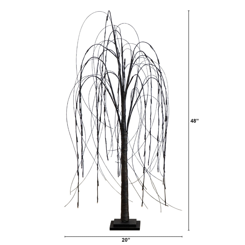 
                      
                        4’ Pre-Lit Halloween Black Willow Artificial Fall Tree with 120 Orange & Purple LED Lights
                      
                    