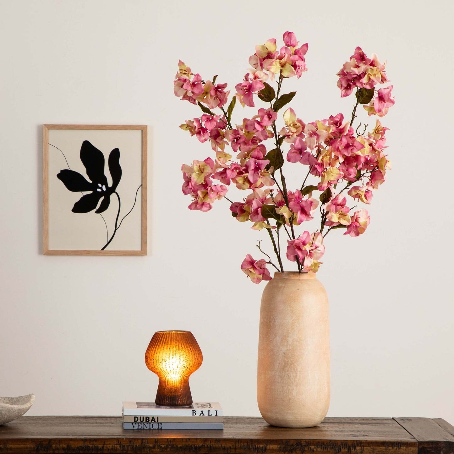 47" Artificial Bougainvillea Flower Stems, Set of 3