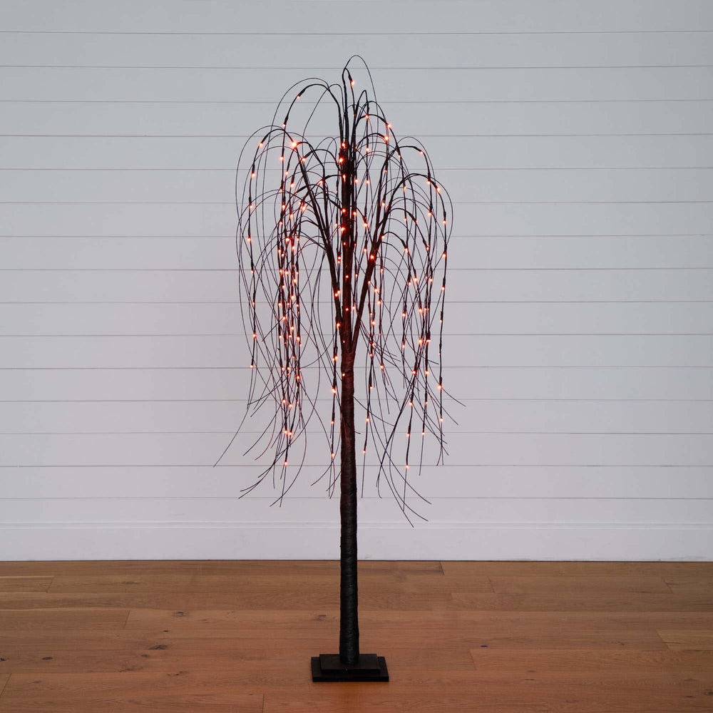 
                      
                        6’ Pre-Lit Halloween Black Willow Artificial Fall Tree with 160 Orange & Purple LED Lights
                      
                    
