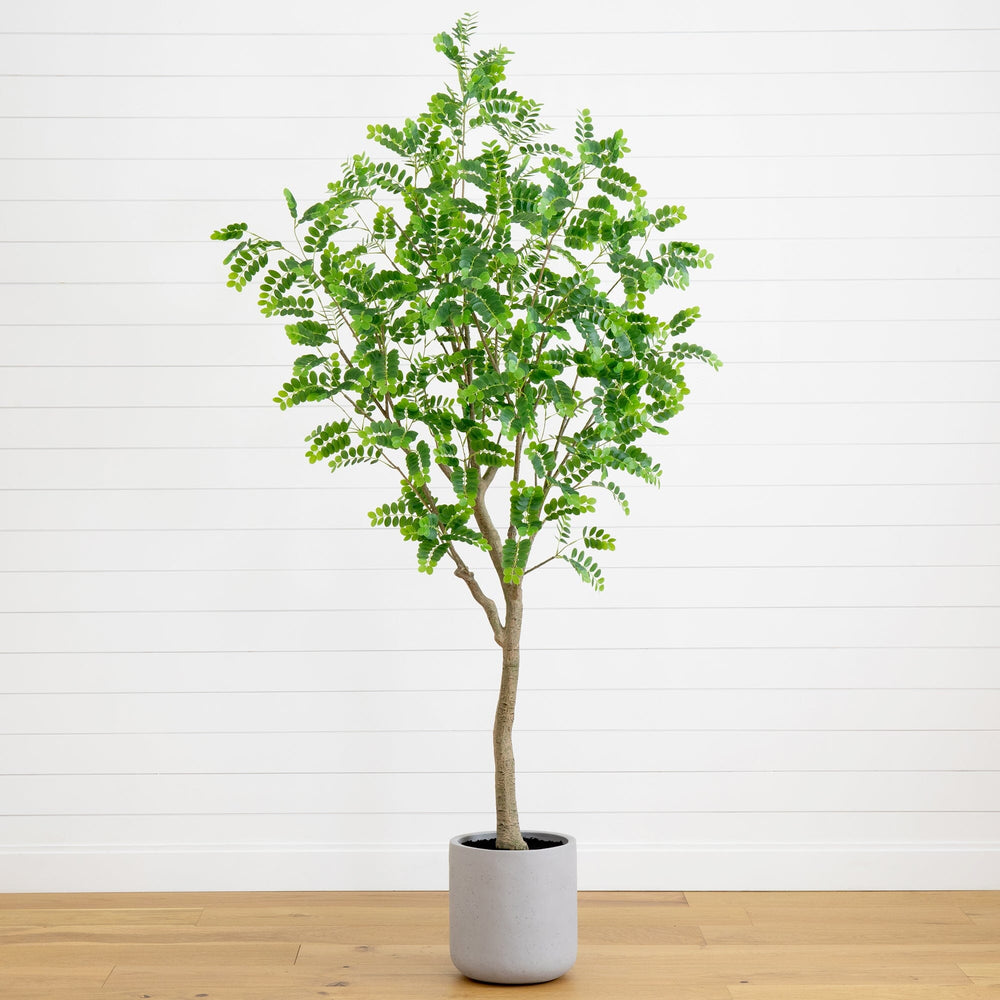 7.5’ Artificial Greco Locust Citrus Tree in Decorative Planter