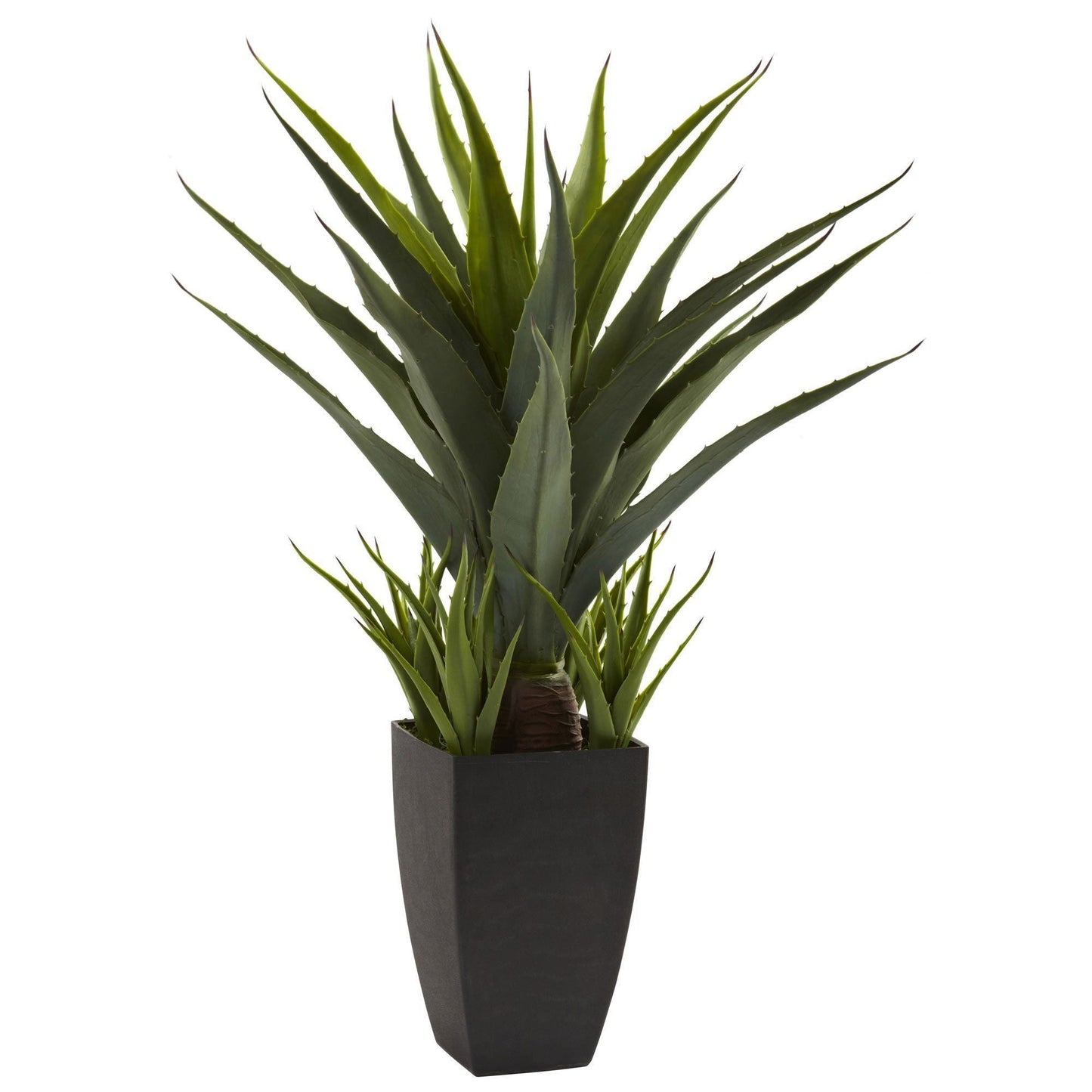 Agave plant in a sleek black planter by Nearly Natural.