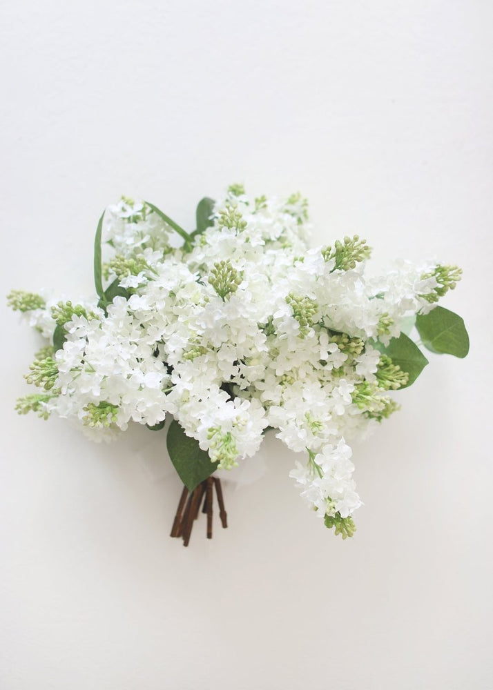 Afloral Artificial Blooming Lilac Branch in White - 26" - lily & onyx