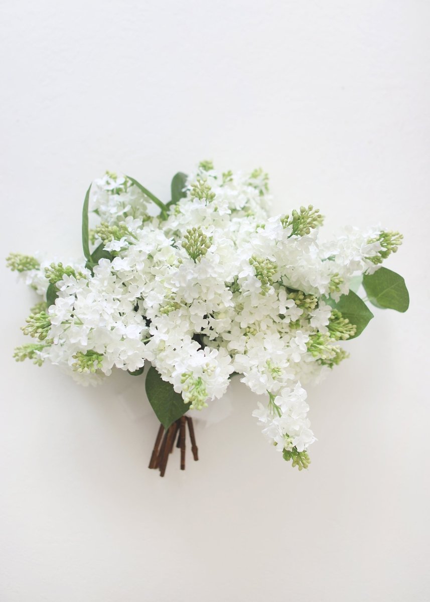 Afloral Artificial Blooming Lilac Branch in White - 26" - lily & onyx