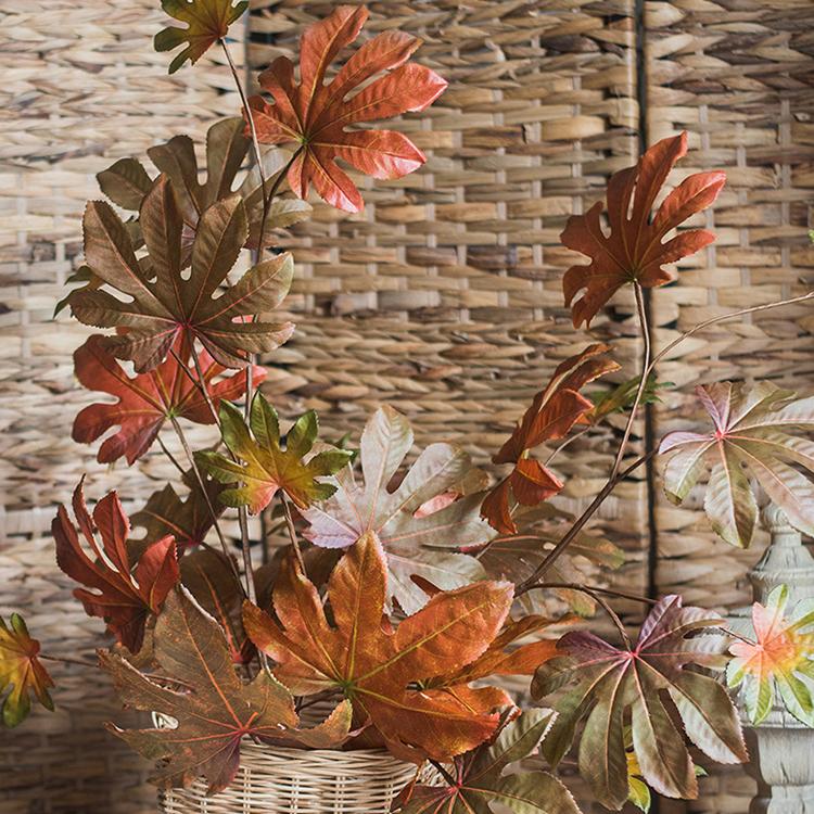 
                      
                        RusticReach Artificial Faux Fatsia Leaf in Autumn Red 32" Tall - lily & onyx
                      
                    