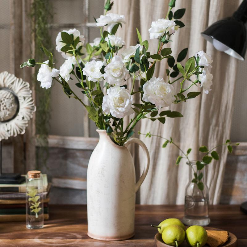 Rustic Reach Artificial Faux Real Touch Blooming Rose Stem 25" Tall Silk