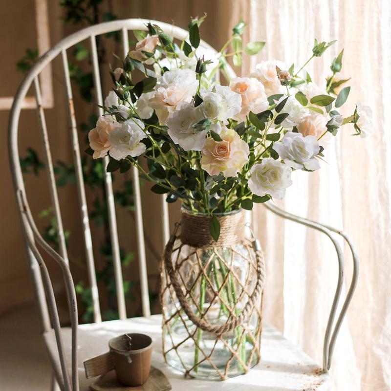 Rustic Reach Artificial Faux Real Touch Blooming Rose Stem 25" Tall Silk