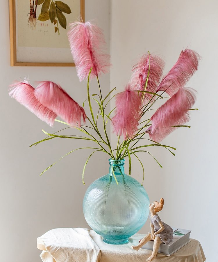 RusticReach Artificial Faux Silk Pink Reed Grass Stem 45" Tall - lily & onyx