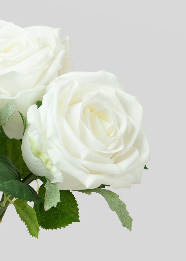 Afloral Artificial Flower Bundle of White Natural Touch Roses - 11.5" - lily & onyx
