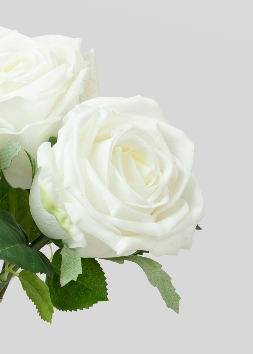 Afloral Artificial Flower Bundle of White Natural Touch Roses - 11.5" - lily & onyx