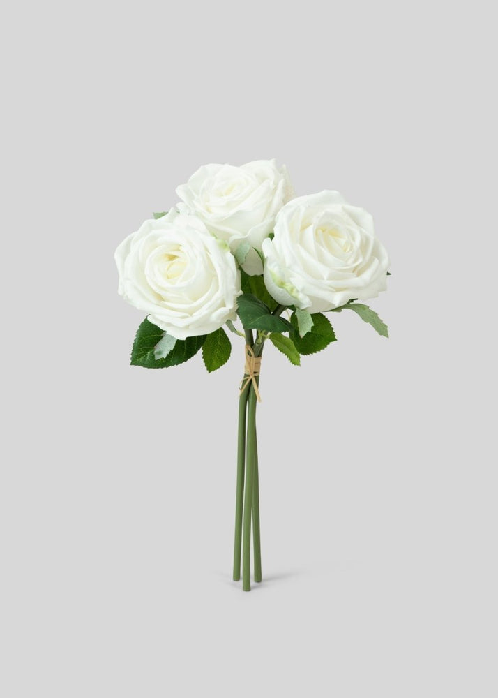 Afloral Artificial Flower Bundle of White Natural Touch Roses - 11.5" - lily & onyx